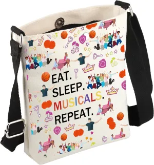 FEELMEM Musical Gift Eat Sleep Musicals Theatre Crossbody Bag Musical Merchandise