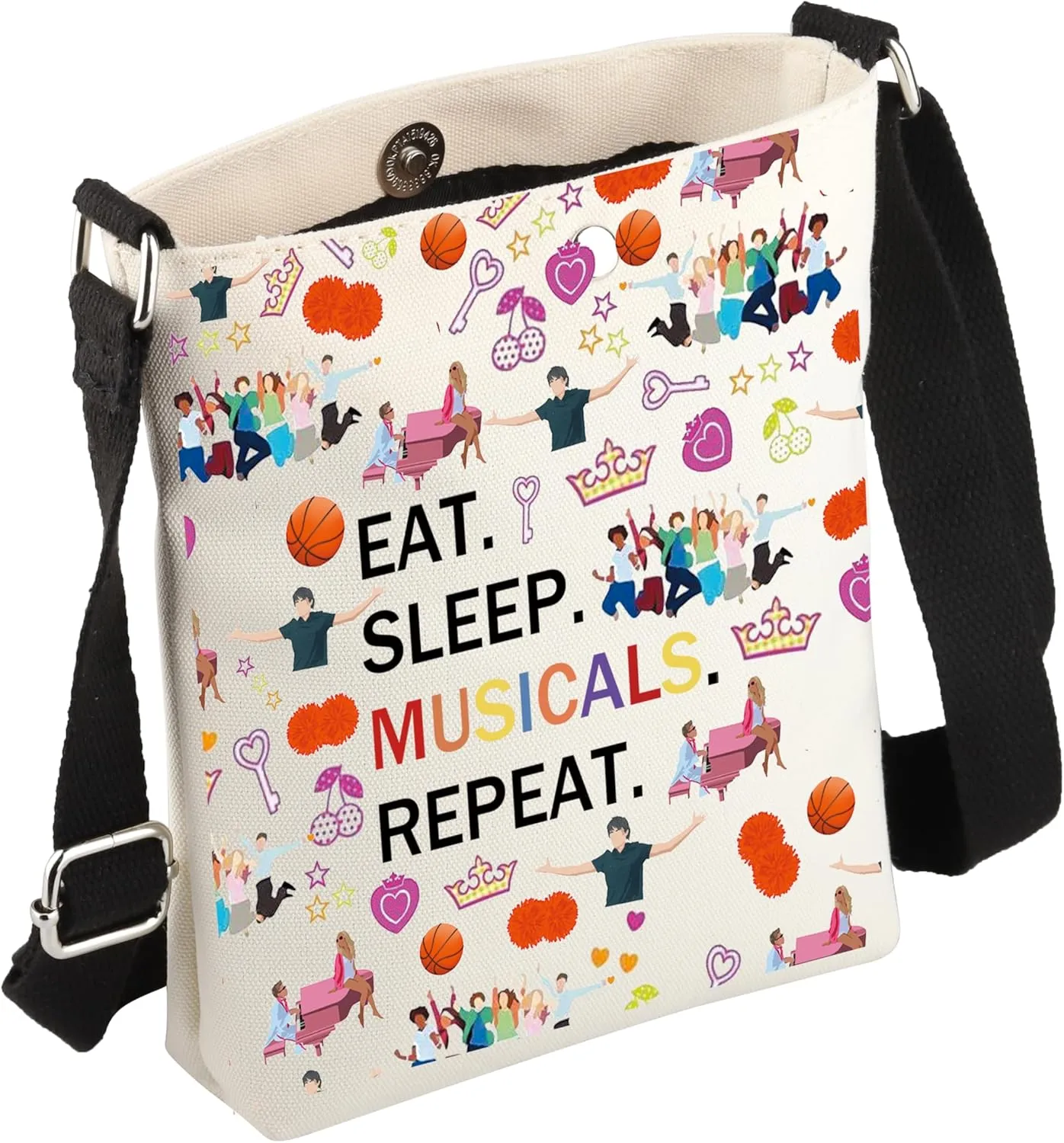 FEELMEM Musical Gift Eat Sleep Musicals Theatre Crossbody Bag Musical Merchandise