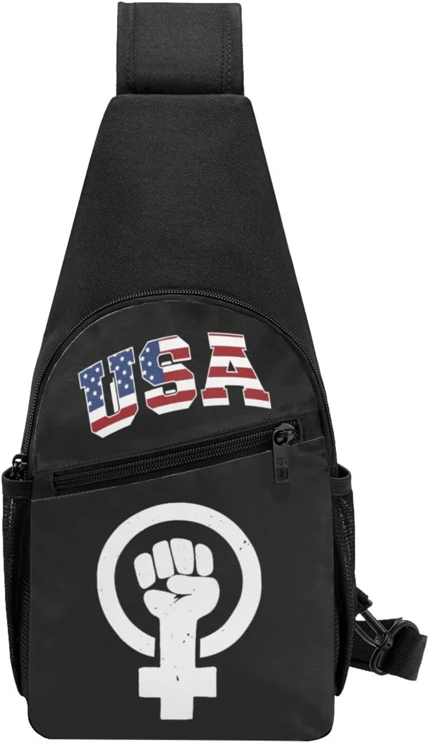 Feminist Fist Garden,Casual one-shoulder crossbody chest bag, fashionable crossbody chest bag