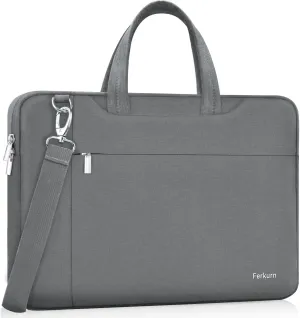 Ferkurn Laptop Bag Case Women Men Computer Sleeve with Shoulder Compatible with HP Envy Pavilion/Inspiron/Thinkpad/Vivobook/MSI/Surface,Waterproof Briefcase with Handle, Grey, 17 17.3 Inch