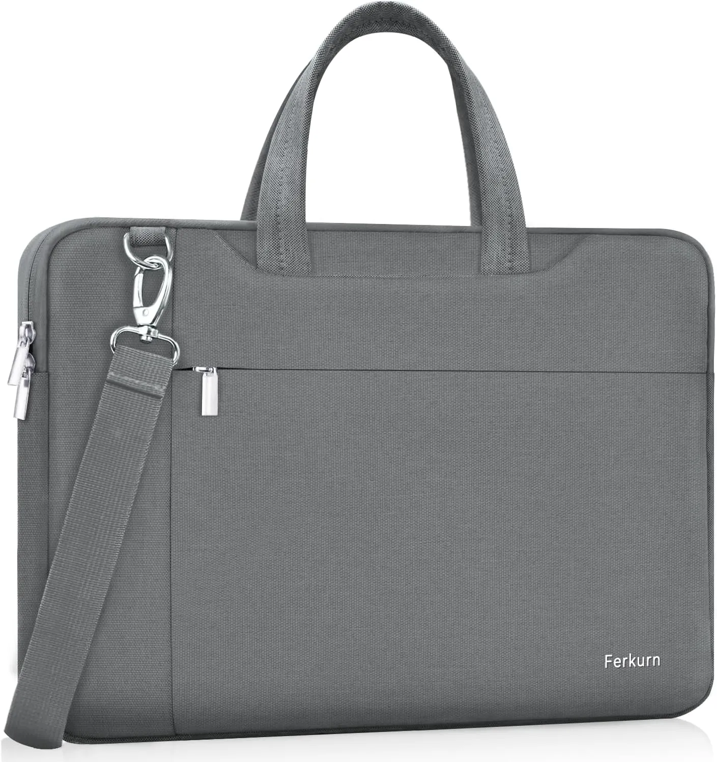 Ferkurn Laptop Bag Case Women Men Computer Sleeve with Shoulder Compatible with HP Envy Pavilion/Inspiron/Thinkpad/Vivobook/MSI/Surface,Waterproof Briefcase with Handle, Grey, 17 17.3 Inch