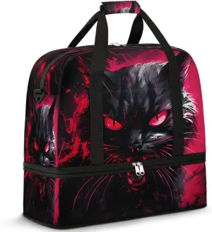 Fierce Cat Glare Travel Duffel Bag, Travel Essentials, Gym Bag for Women, Weekender Overnight Bag With Shoes Compartment, Carry On Bags for Airplanes