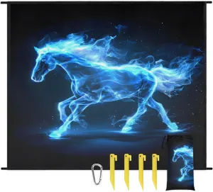 Fiery Horse Beach Blanket, Sandproof Beach Mat, 68 x 59 Waterproof Quick Drying Sand Free Mat with 4 x Ground Spikes for Outdoor Travel Camping Hiking, Funny Horse