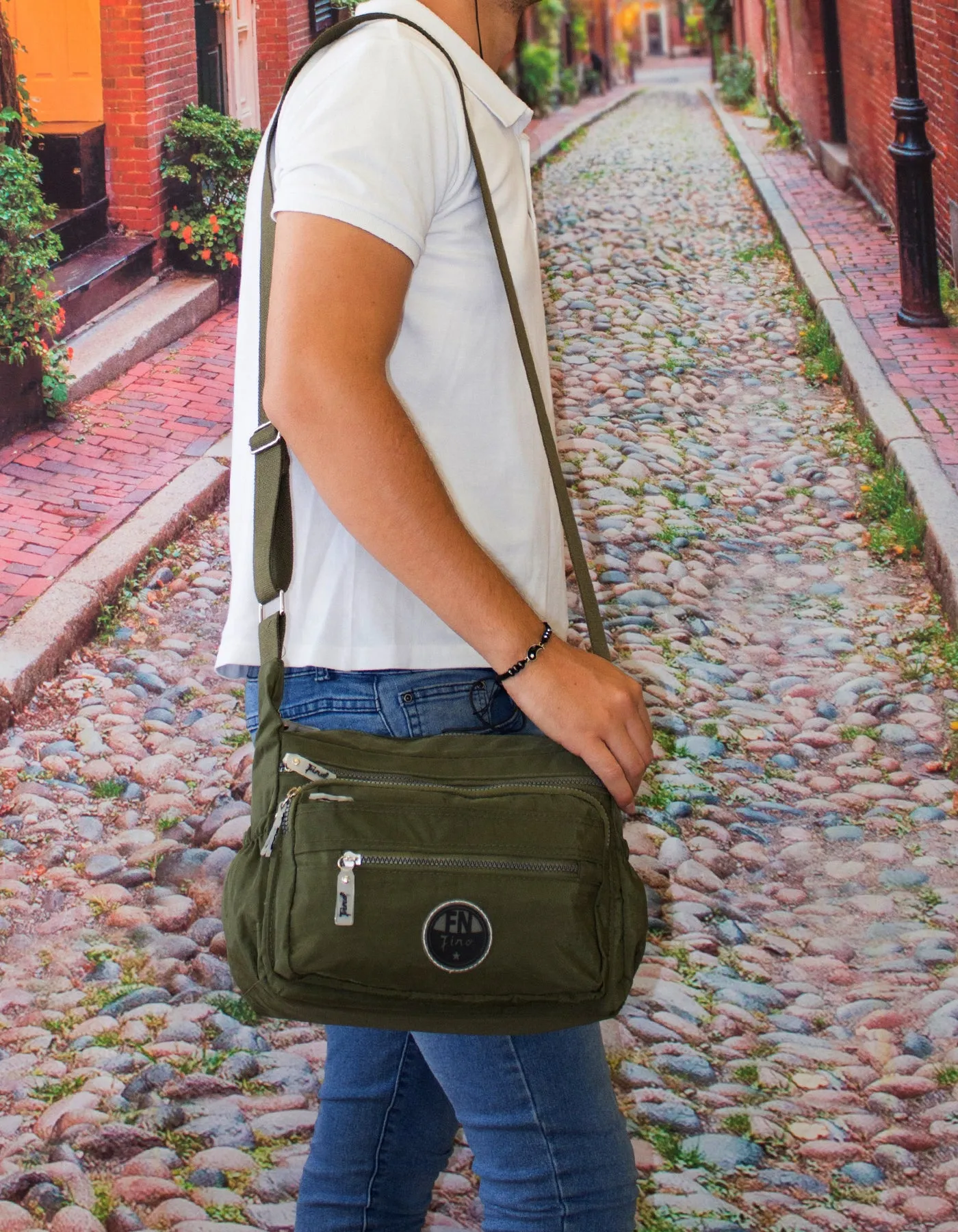 Fino SK-7738 Unisex Waterproof Ultra-Light Crinkle Nylon Crossbody Bag