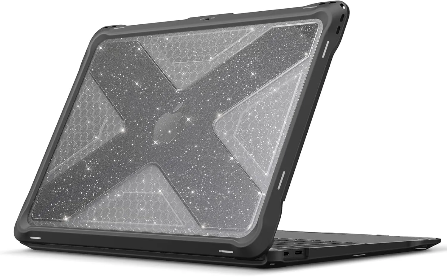 Fintie Case for MacBook Air 13 Inch A2337 (M1) / A2179 / A1932 (2018-2021 2022 Release) - Heavy Duty Hard Shell Cover with TPU Bumper for MacBook Air 13 Retina Display with Touch ID (Glittering Clear)