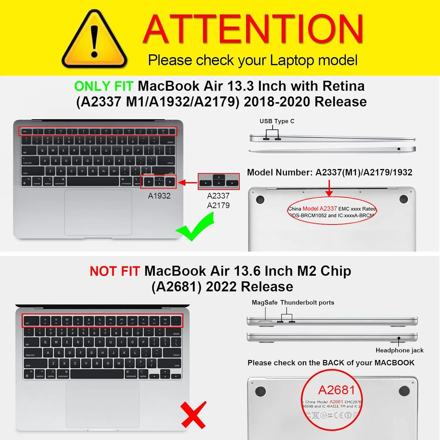 Fintie Case for MacBook Air 13 Inch A2337 (M1) / A2179 / A1932 (2018-2021 2022 Release) - Heavy Duty Hard Shell Cover with TPU Bumper for MacBook Air 13 Retina Display with Touch ID (Glittering Clear)
