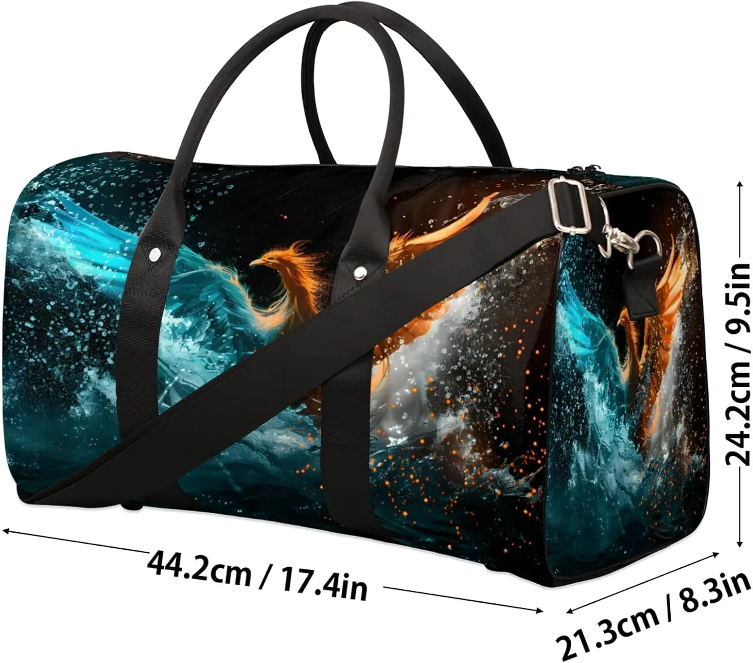 Fire Phoenix Travel Bag for Men Women, Gym Duffle Bags for Travel, Carry On Luggage Bag, Weekender Overnight Workout Bags