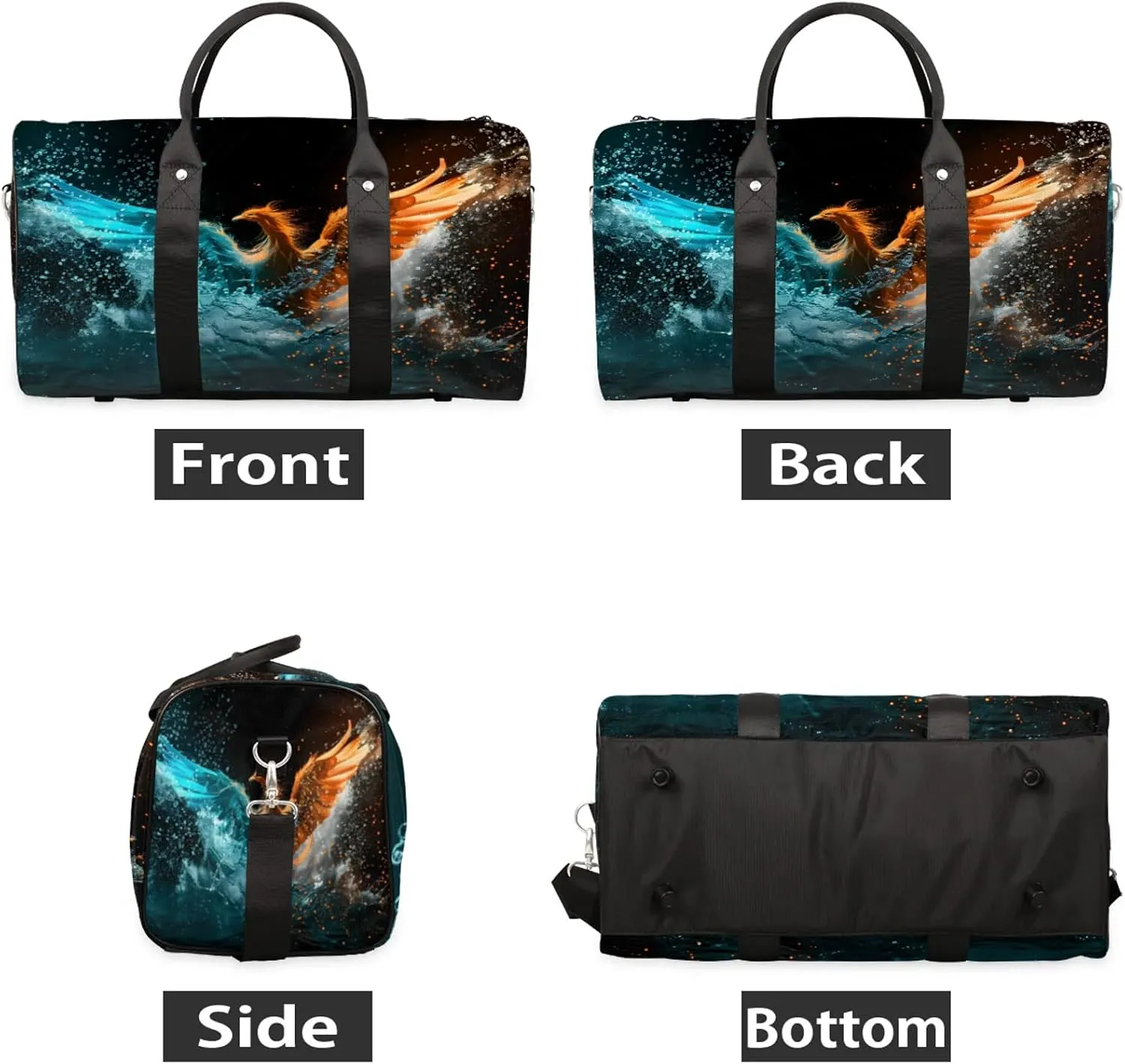 Fire Phoenix Travel Bag for Men Women, Gym Duffle Bags for Travel, Carry On Luggage Bag, Weekender Overnight Workout Bags