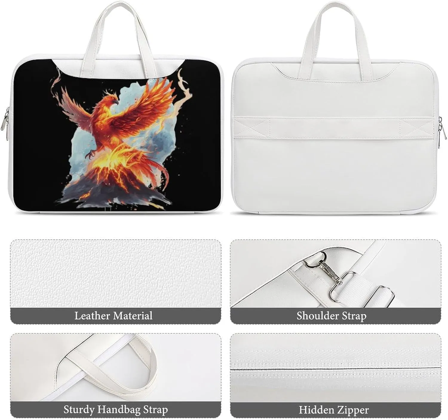 Fire Phoenixes Volcanoes Eruption Laptop Sleeve Bag Protective Case Handbag With Shoulder Strap for Computer 10-17 Inch