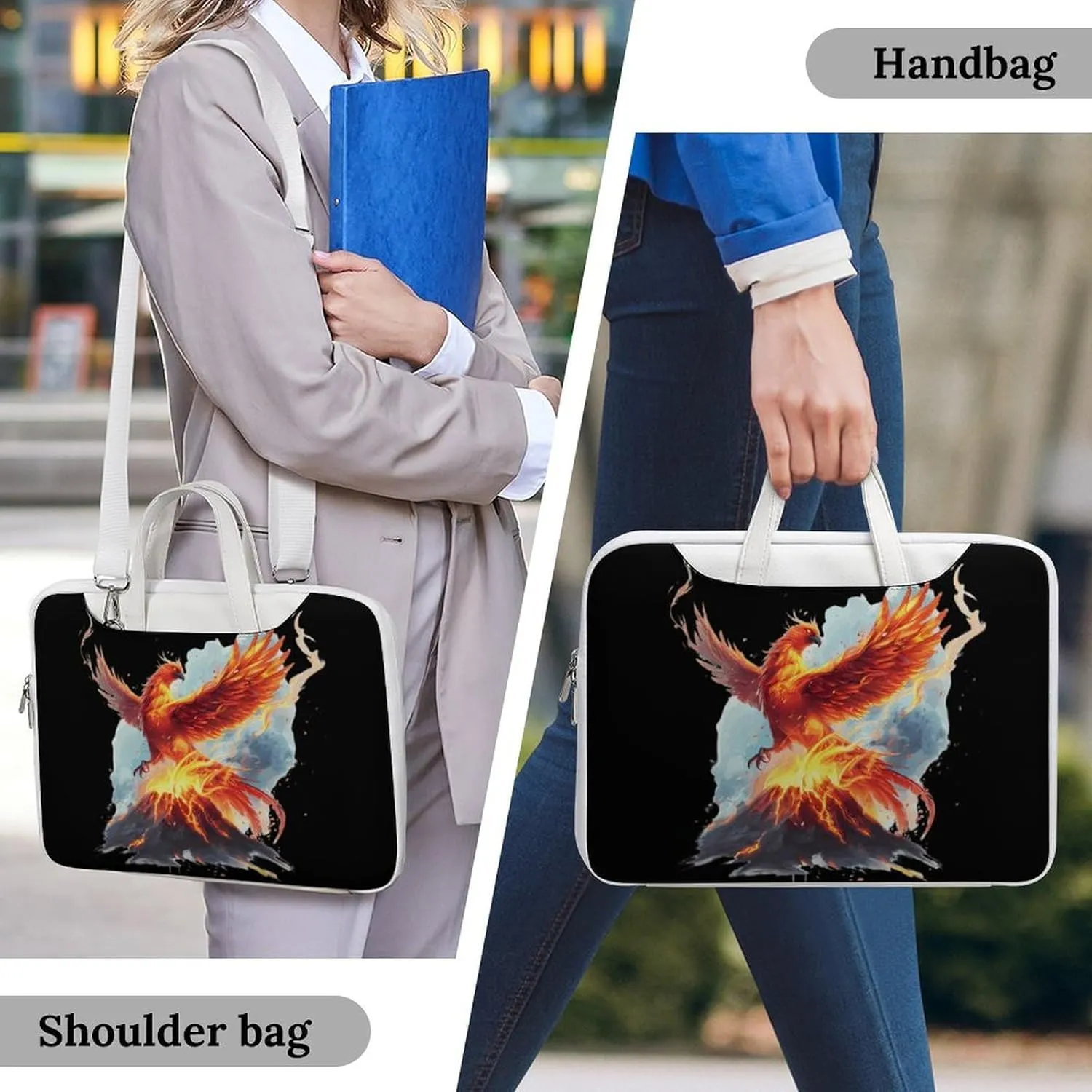 Fire Phoenixes Volcanoes Eruption Laptop Sleeve Bag Protective Case Handbag With Shoulder Strap for Computer 10-17 Inch