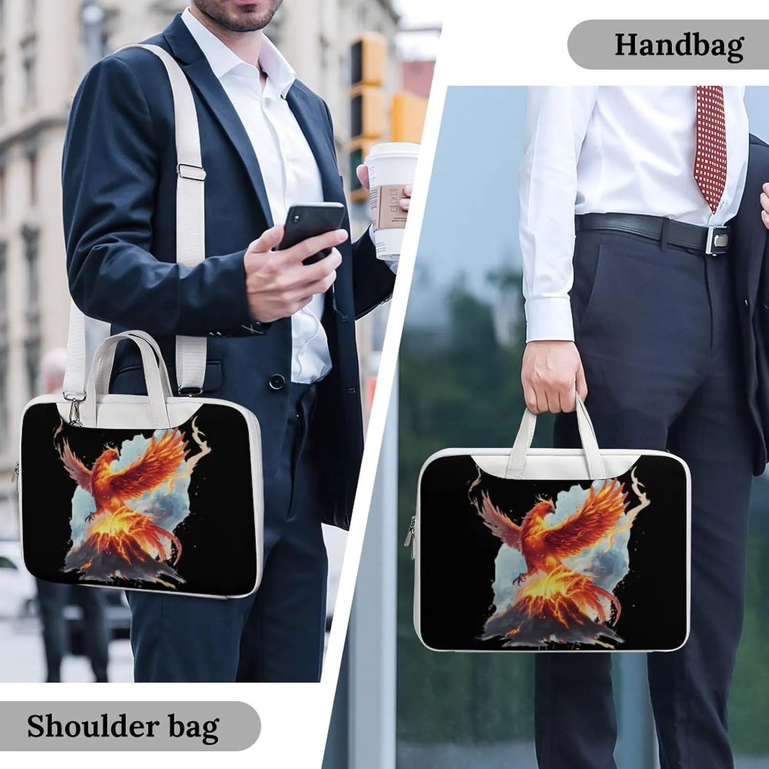 Fire Phoenixes Volcanoes Eruption Laptop Sleeve Bag Protective Case Handbag With Shoulder Strap for Computer 10-17 Inch