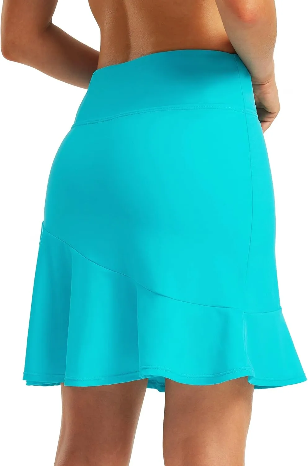 FitsT4 Sports Women's 20" Long Swim Skirt Modest Beach Skorts with Pockets Tummy Control Swim Bottoms High Waisted Swimsuit