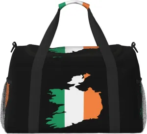 Flag Map Of Ireland Travel Duffel Bag Large Foldable Waterproof Overnight Bag For Beach Swim Bags Pool Sports Gym