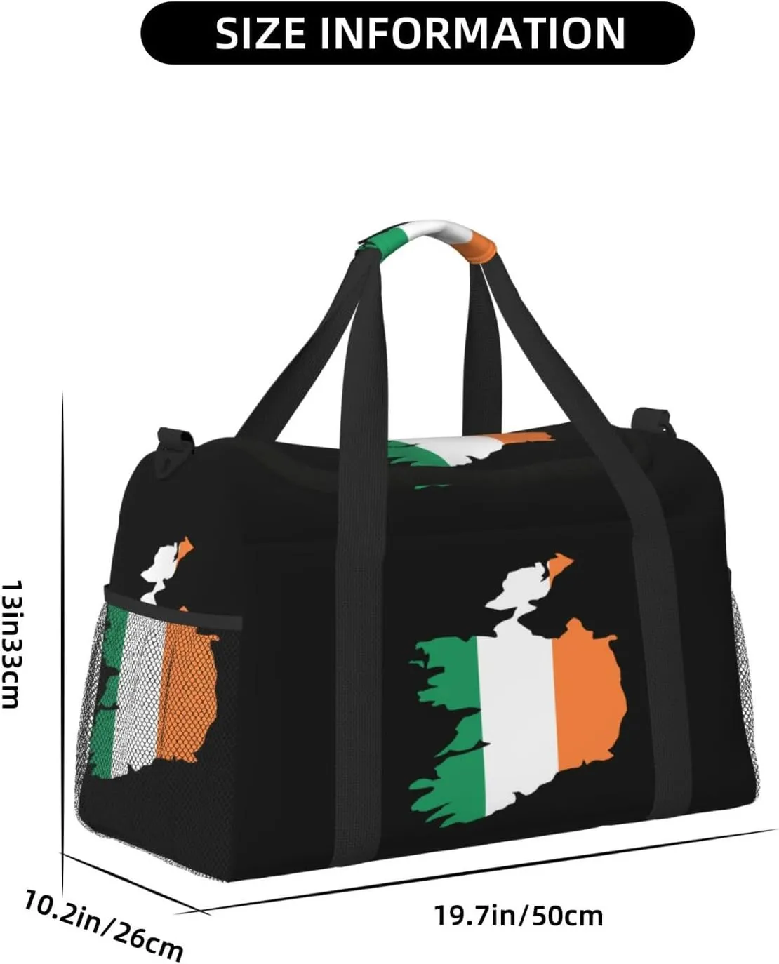 Flag Map Of Ireland Travel Duffel Bag Large Foldable Waterproof Overnight Bag For Beach Swim Bags Pool Sports Gym