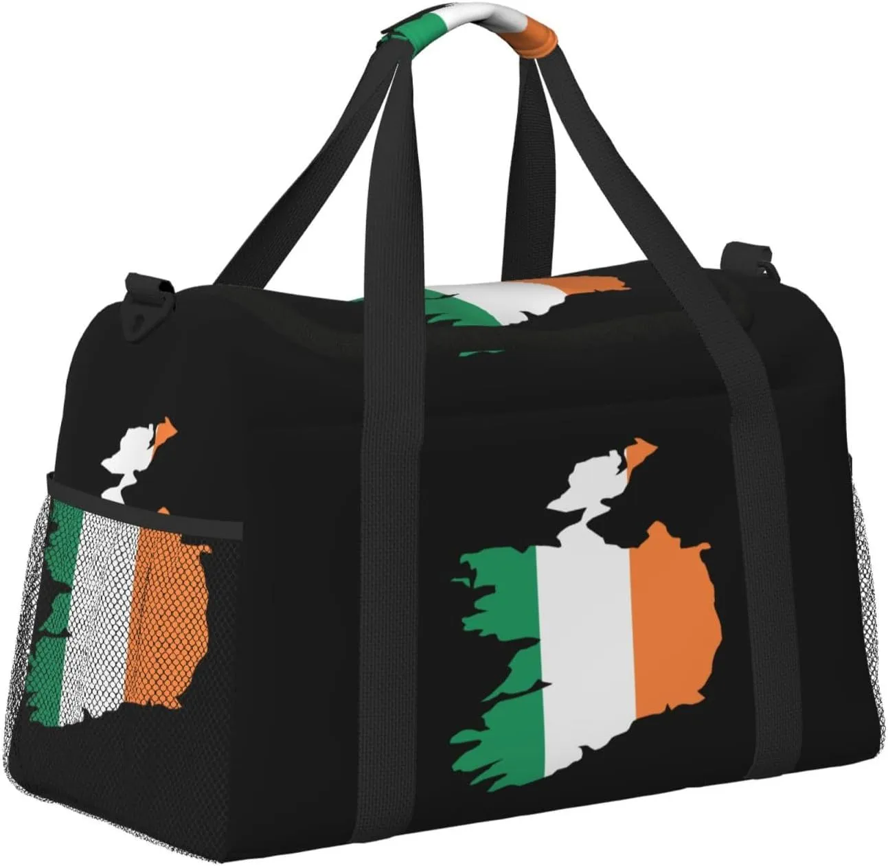 Flag Map Of Ireland Travel Duffel Bag Large Foldable Waterproof Overnight Bag For Beach Swim Bags Pool Sports Gym