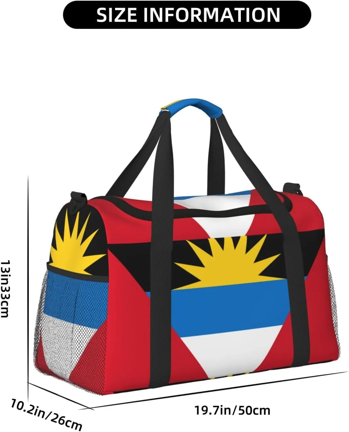 Flag Of Antigua Barbuda Travel Duffel Bag Large Foldable Waterproof Overnight Bag For Beach Swim Bags Pool Sports Gym