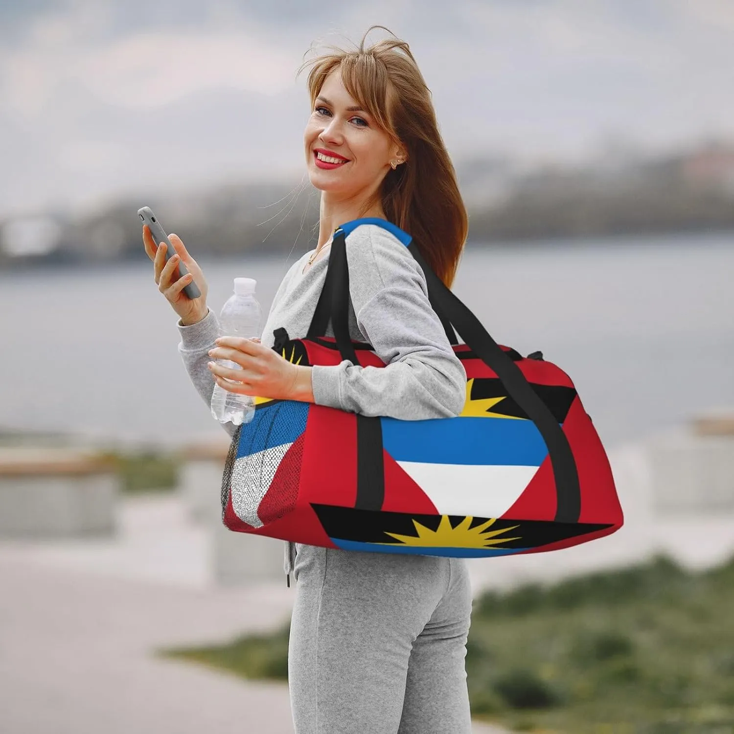 Flag Of Antigua Barbuda Travel Duffel Bag Large Foldable Waterproof Overnight Bag For Beach Swim Bags Pool Sports Gym