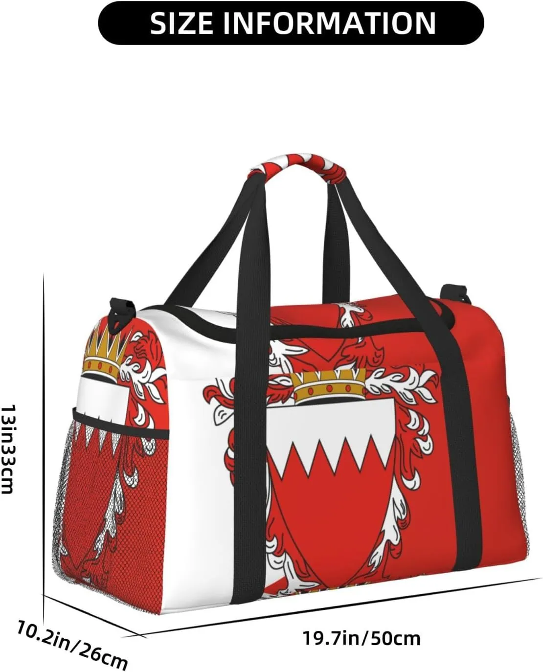 Flag Of Bahrain Travel Duffel Bag Large Foldable Waterproof Overnight Bag For Beach Swim Bags Pool Sports Gym
