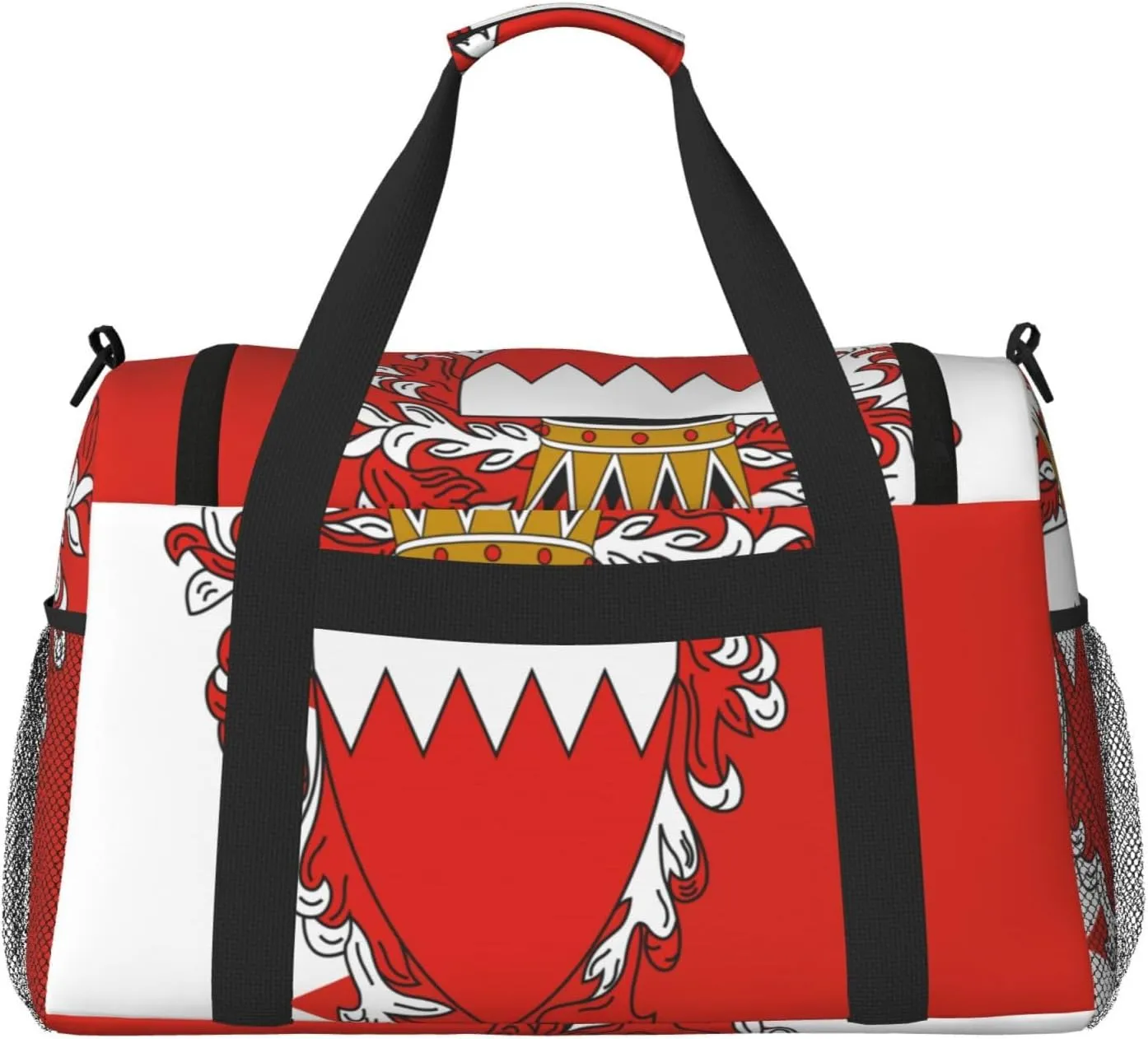 Flag Of Bahrain Travel Duffel Bag Large Foldable Waterproof Overnight Bag For Beach Swim Bags Pool Sports Gym