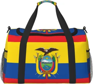 Flag Of Ecuador Travel Duffel Bag Large Foldable Waterproof Overnight Bag For Beach Swim Bags Pool Sports Gym