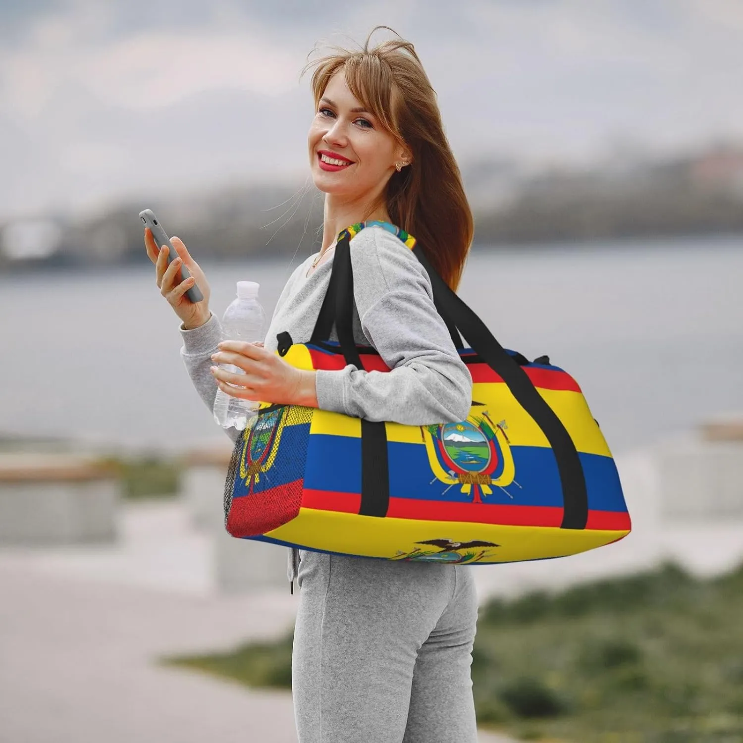 Flag Of Ecuador Travel Duffel Bag Large Foldable Waterproof Overnight Bag For Beach Swim Bags Pool Sports Gym