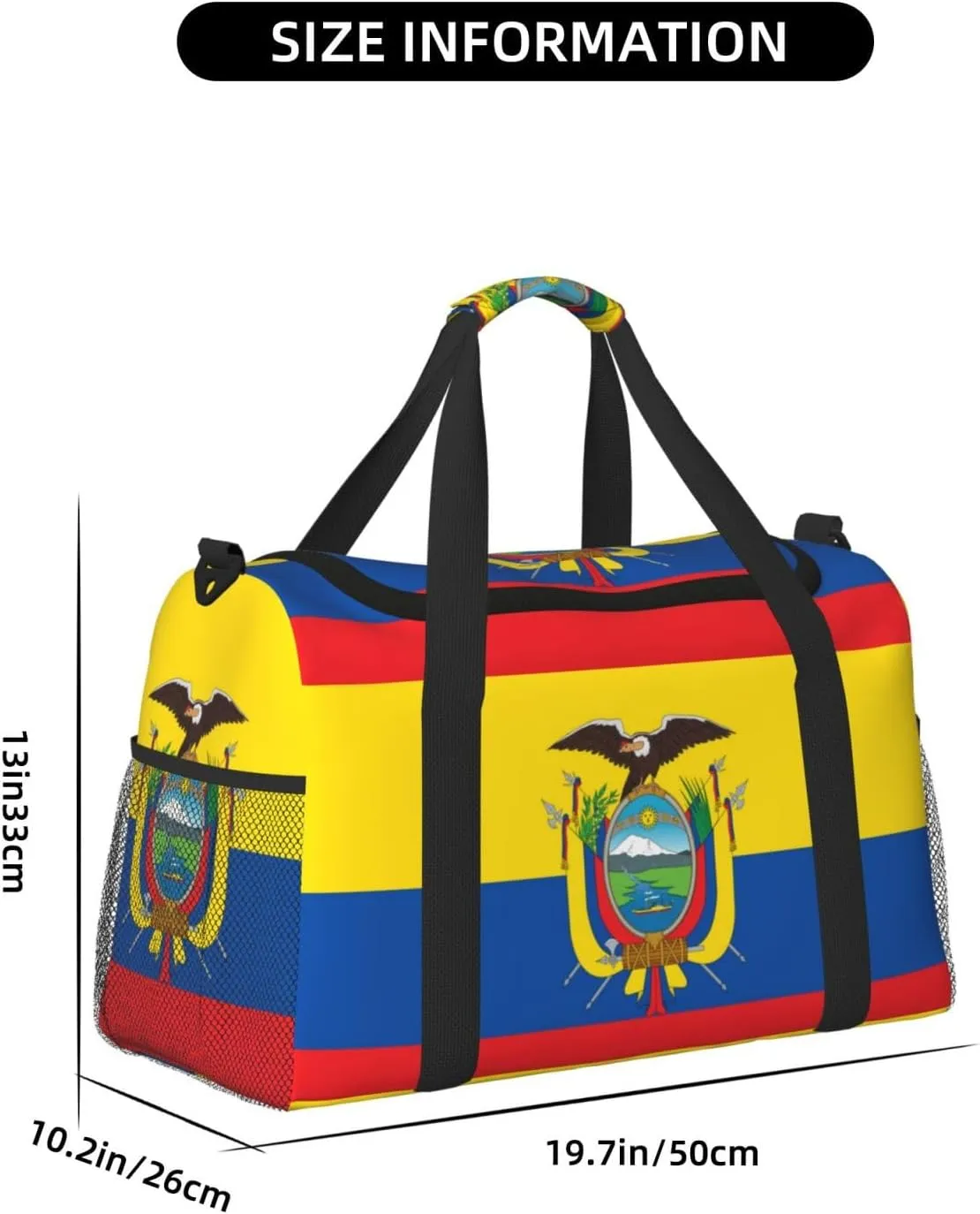 Flag Of Ecuador Travel Duffel Bag Large Foldable Waterproof Overnight Bag For Beach Swim Bags Pool Sports Gym