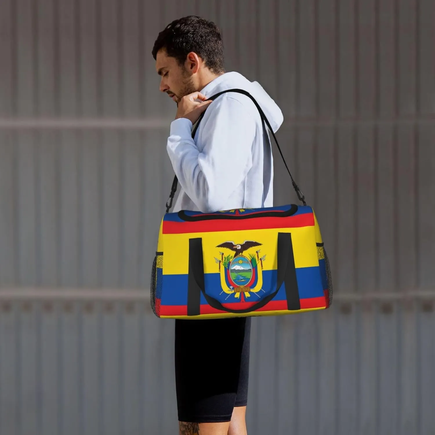 Flag Of Ecuador Travel Duffel Bag Large Foldable Waterproof Overnight Bag For Beach Swim Bags Pool Sports Gym