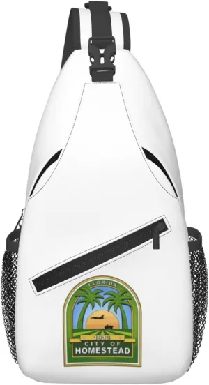 Flag Of Homestead, Florida Crossbody Bags For Women Men Chest Backpack Gym Shoulder Bag Travel Outdoor Sports Casual Crossbody Bags