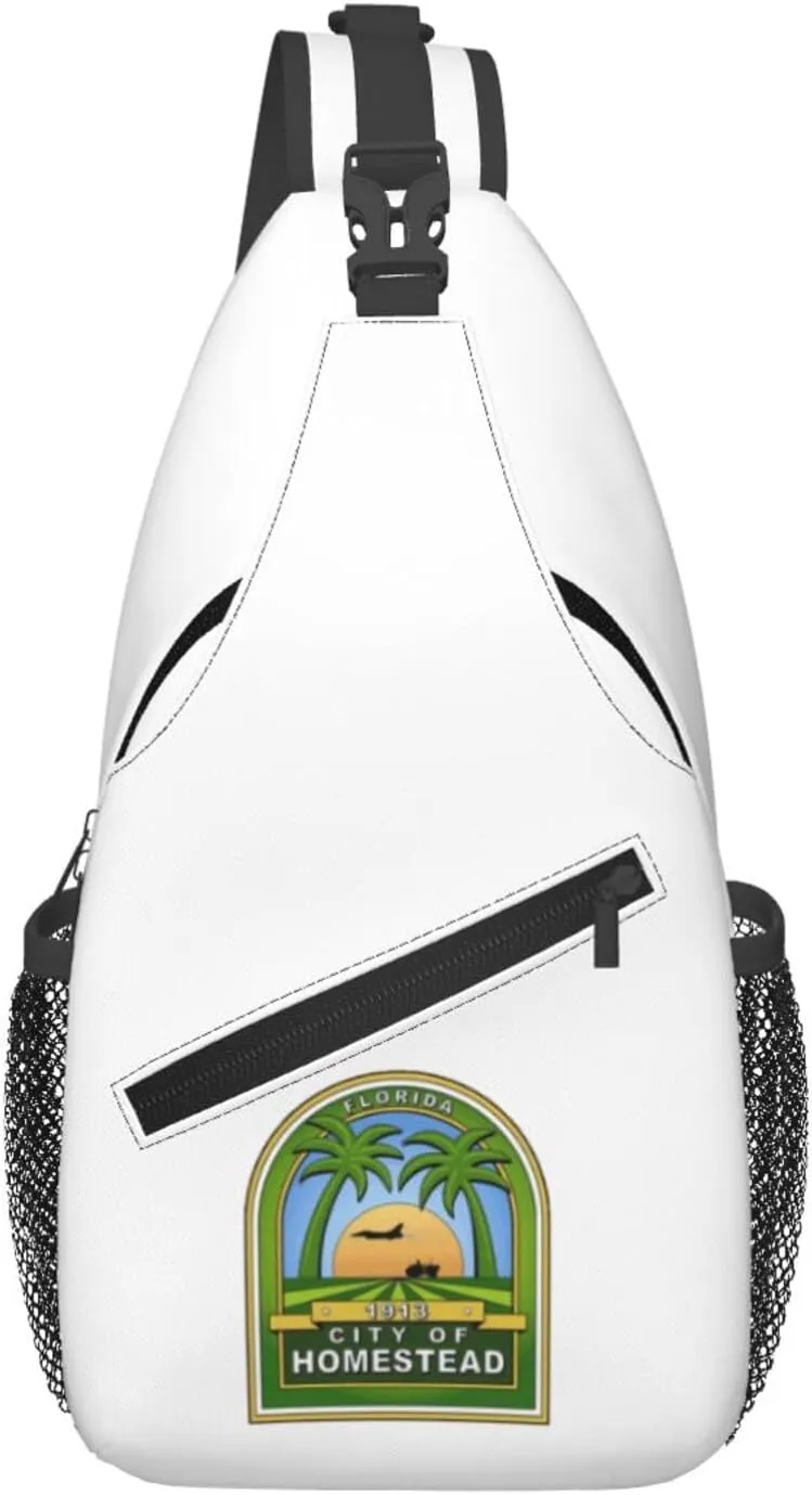 Flag Of Homestead, Florida Crossbody Bags For Women Men Chest Backpack Gym Shoulder Bag Travel Outdoor Sports Casual Crossbody Bags