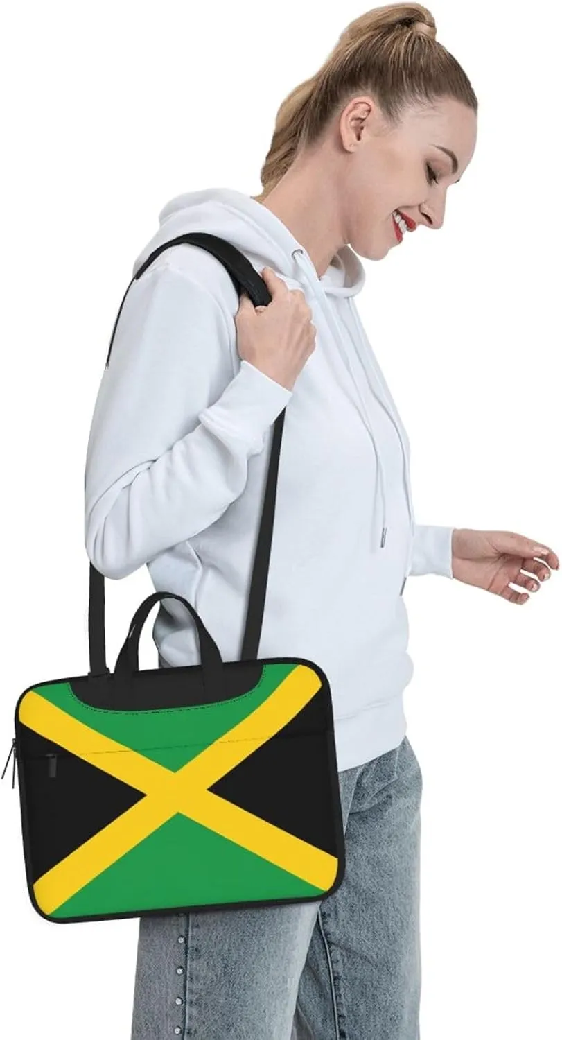 Flag Of Jamaica Print Laptop Adjustable Shoulder Strap With Handle Accessory Pocket For Men Women