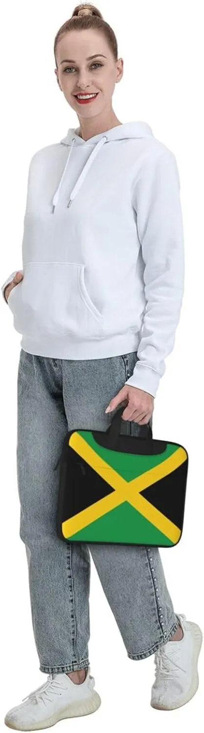 Flag Of Jamaica Print Laptop Adjustable Shoulder Strap With Handle Accessory Pocket For Men Women