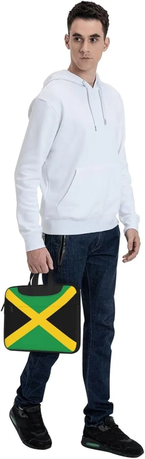 Flag Of Jamaica Print Laptop Adjustable Shoulder Strap With Handle Accessory Pocket For Men Women