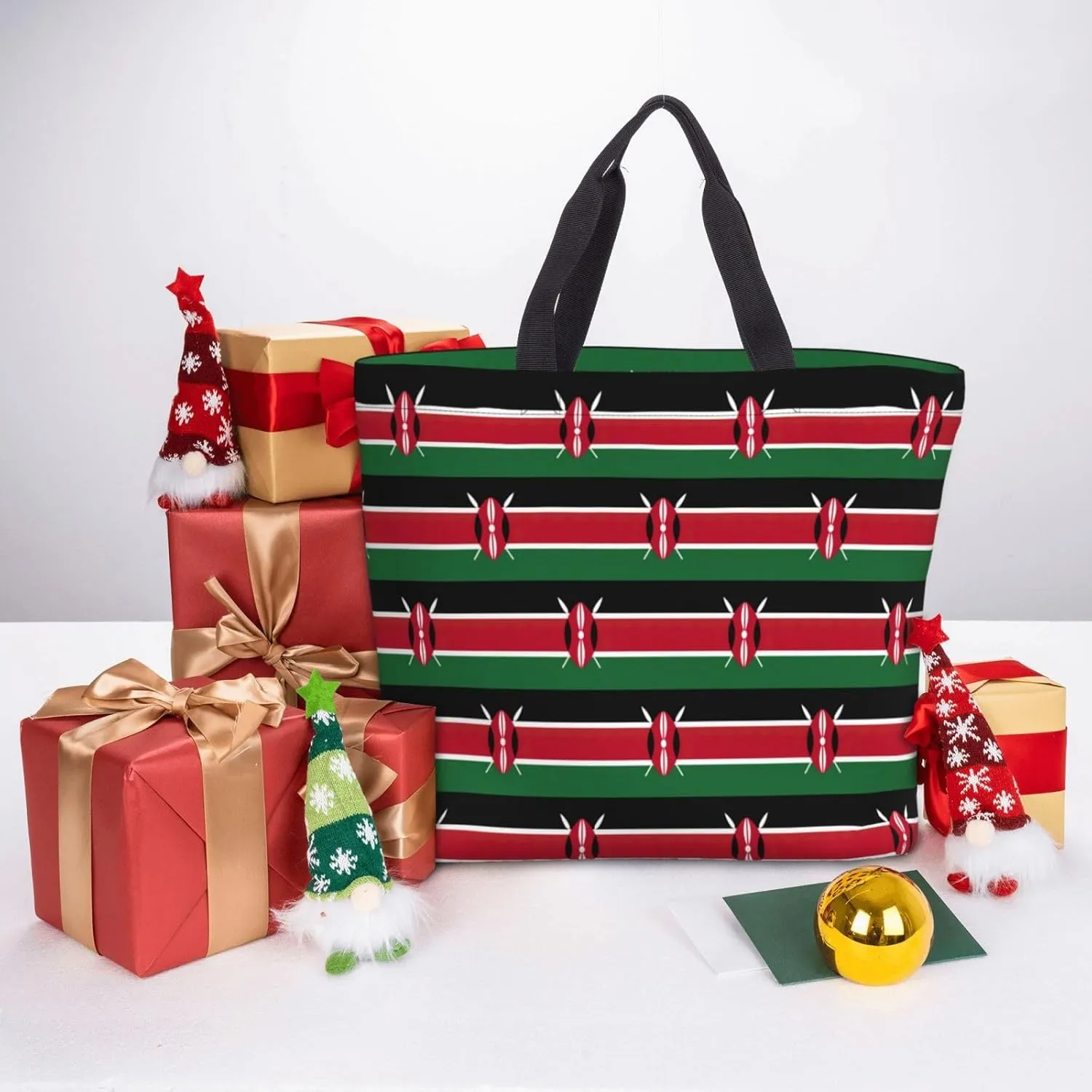 Flag Of Kenya Duty Reusable Shopping One-Shoulder Bags â€“ Large Tote Bags Are Foldable
