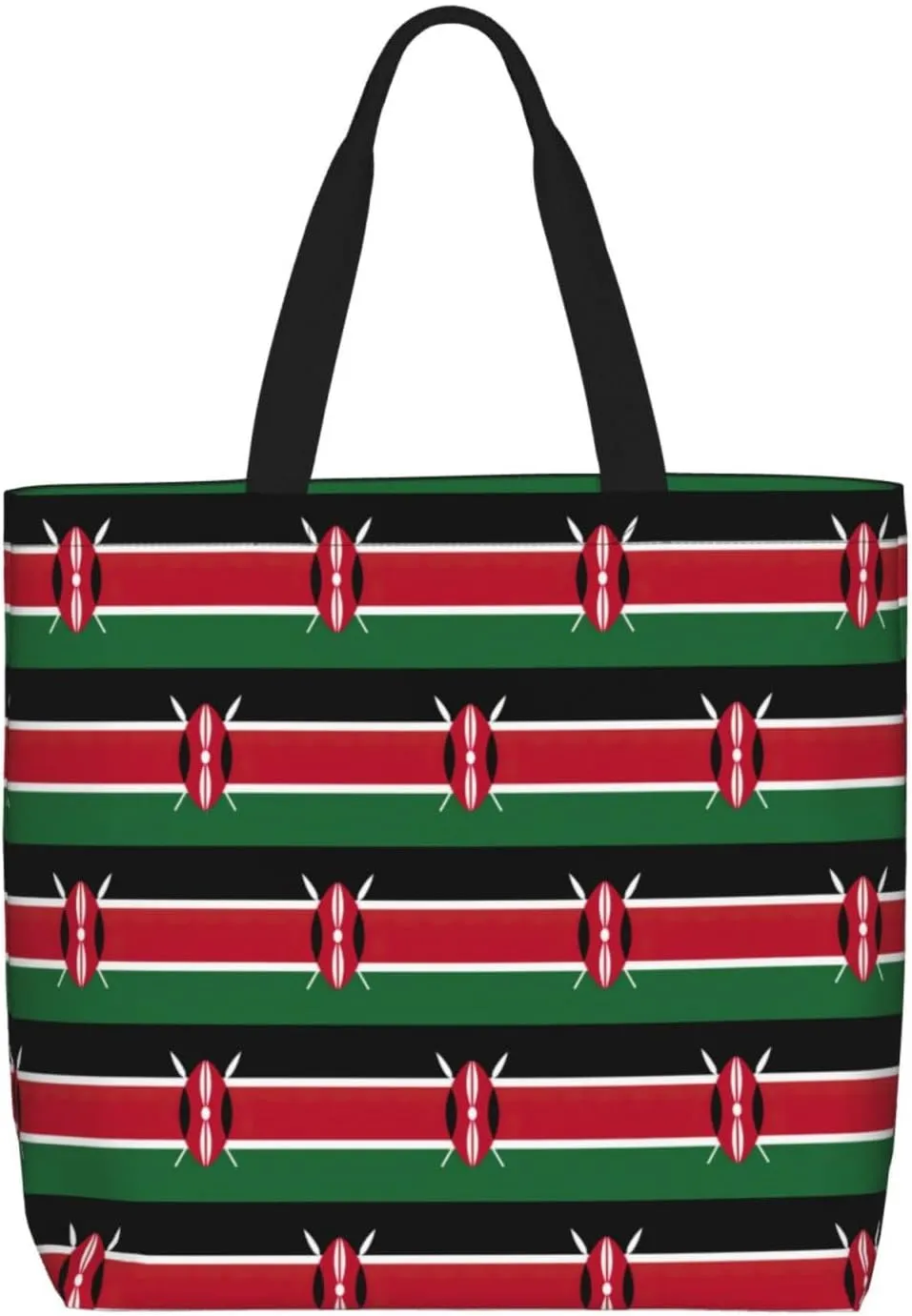 Flag Of Kenya Duty Reusable Shopping One-Shoulder Bags â€“ Large Tote Bags Are Foldable