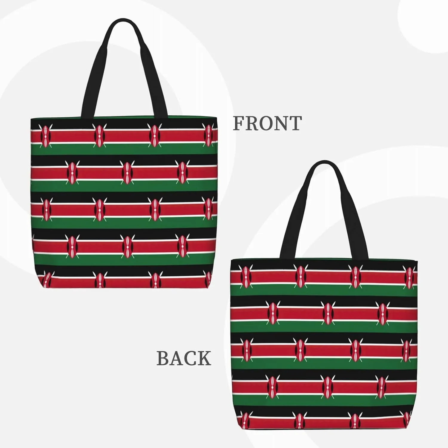 Flag Of Kenya Duty Reusable Shopping One-Shoulder Bags â€“ Large Tote Bags Are Foldable