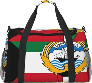 Flag Of Kuwait Travel Duffel Bag Large Foldable Waterproof Overnight Bag For Beach Swim Bags Pool Sports Gym