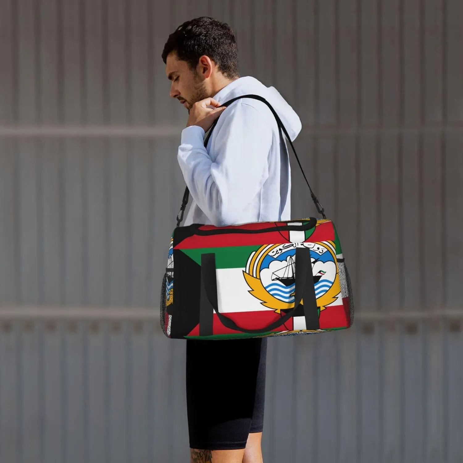 Flag Of Kuwait Travel Duffel Bag Large Foldable Waterproof Overnight Bag For Beach Swim Bags Pool Sports Gym