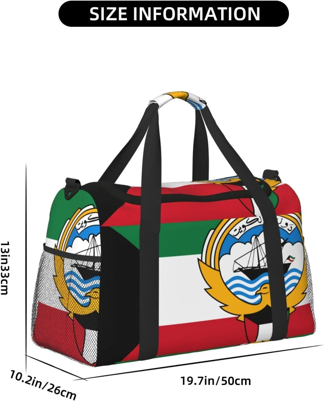 Flag Of Kuwait Travel Duffel Bag Large Foldable Waterproof Overnight Bag For Beach Swim Bags Pool Sports Gym