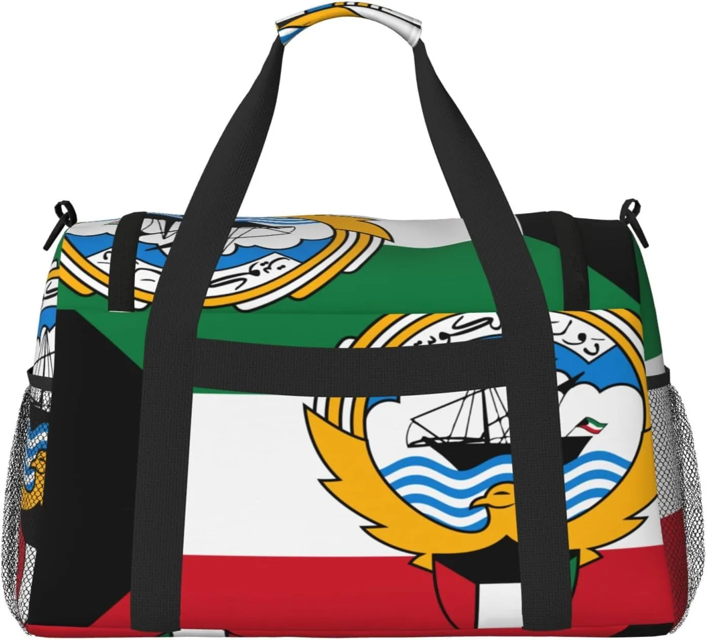 Flag Of Kuwait Travel Duffel Bag Large Foldable Waterproof Overnight Bag For Beach Swim Bags Pool Sports Gym