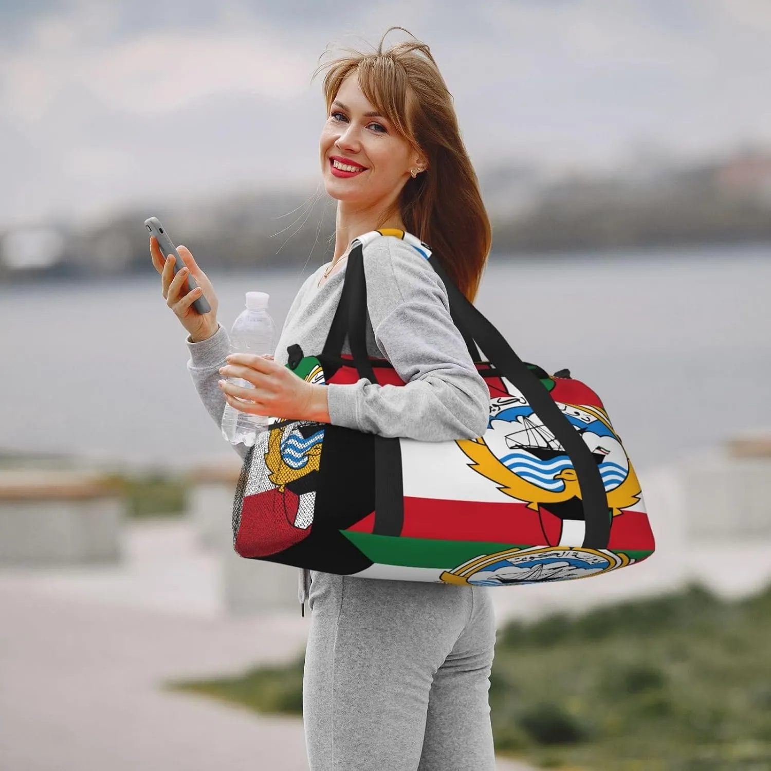 Flag Of Kuwait Travel Duffel Bag Large Foldable Waterproof Overnight Bag For Beach Swim Bags Pool Sports Gym