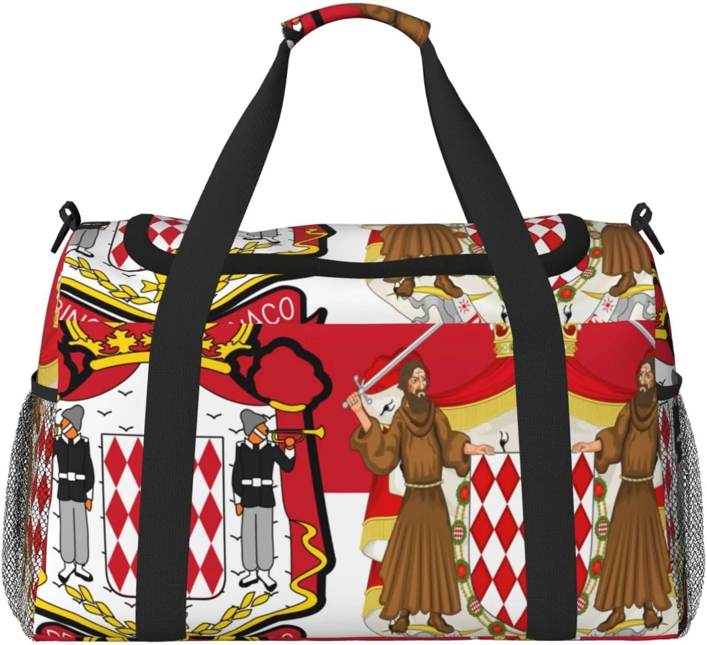 Flag Of Monaco Travel Duffel Bag Large Foldable Waterproof Overnight Bag For Beach Swim Bags Pool Sports Gym