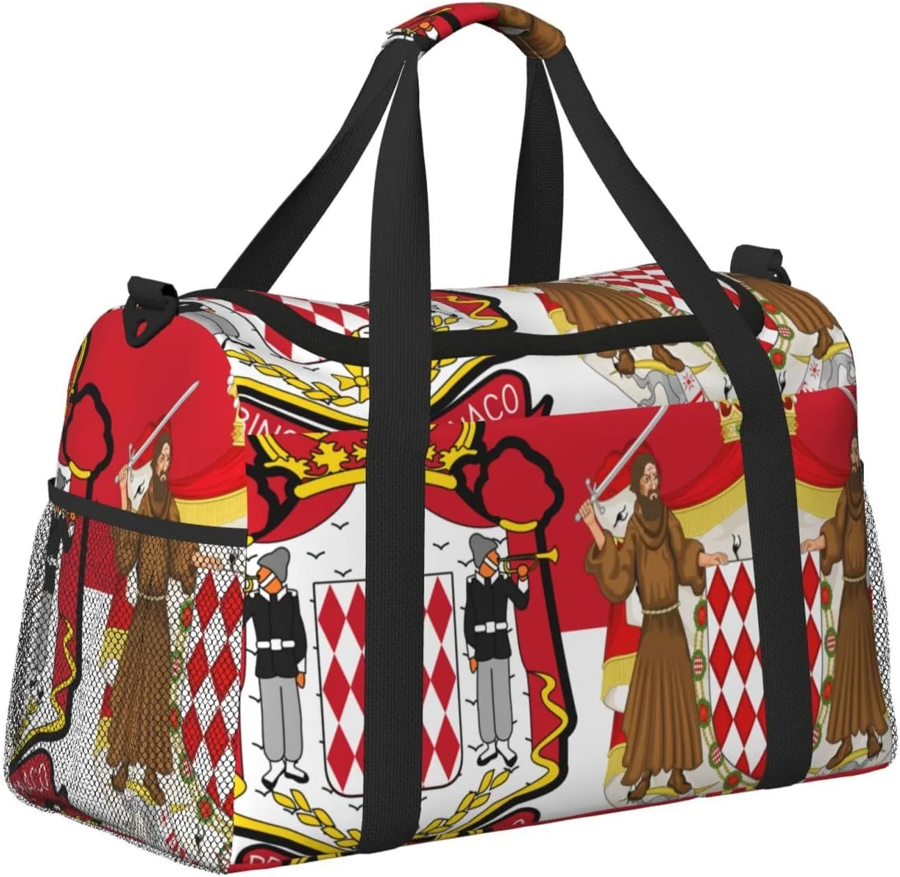 Flag Of Monaco Travel Duffel Bag Large Foldable Waterproof Overnight Bag For Beach Swim Bags Pool Sports Gym