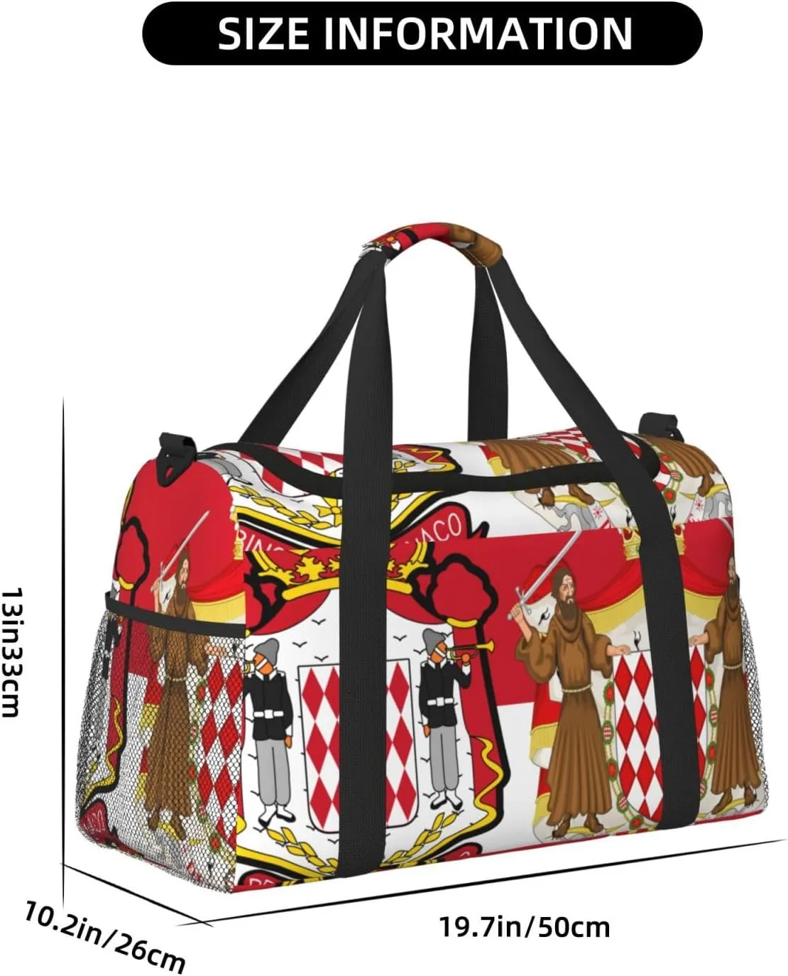 Flag Of Monaco Travel Duffel Bag Large Foldable Waterproof Overnight Bag For Beach Swim Bags Pool Sports Gym