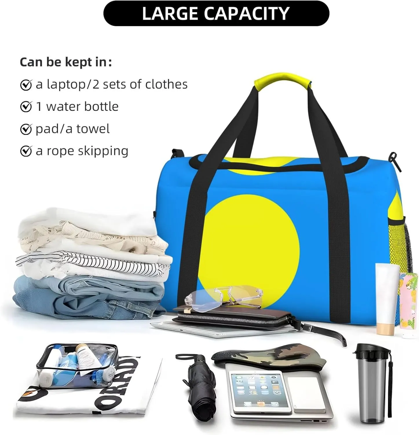 Flag Of Palau Travel Duffel Bag Large Foldable Waterproof Overnight Bag For Beach Swim Bags Pool Sports Gym