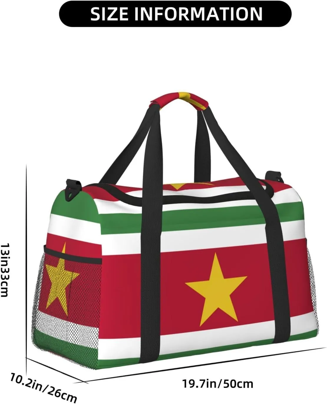 Flag Of Suriname Travel Duffel Bag Large Foldable Waterproof Overnight Bag For Beach Swim Bags Pool Sports Gym