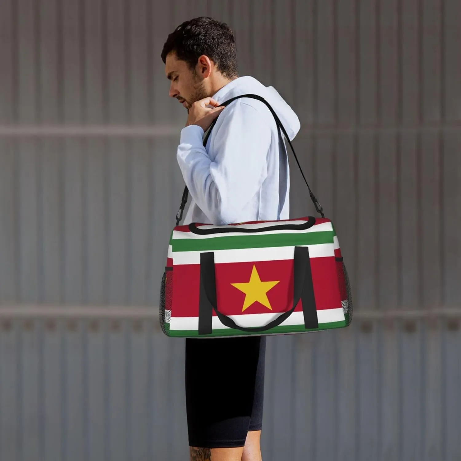 Flag Of Suriname Travel Duffel Bag Large Foldable Waterproof Overnight Bag For Beach Swim Bags Pool Sports Gym