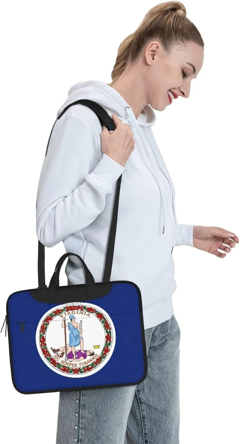 Flag Of Virginia Print Laptop Adjustable Shoulder Strap With Handle Accessory Pocket For Men Women
