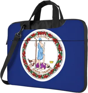 Flag Of Virginia Print Laptop Adjustable Shoulder Strap With Handle Accessory Pocket For Men Women