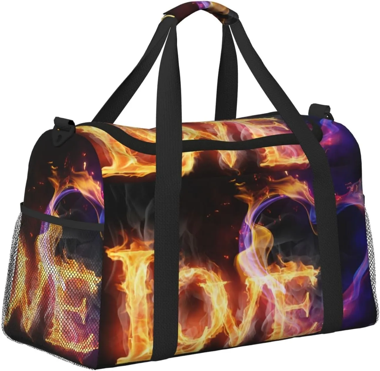 Flame Love Travel Duffel Bag Large Foldable Waterproof Overnight Bag For Beach Swim Bags Pool Sports Gym