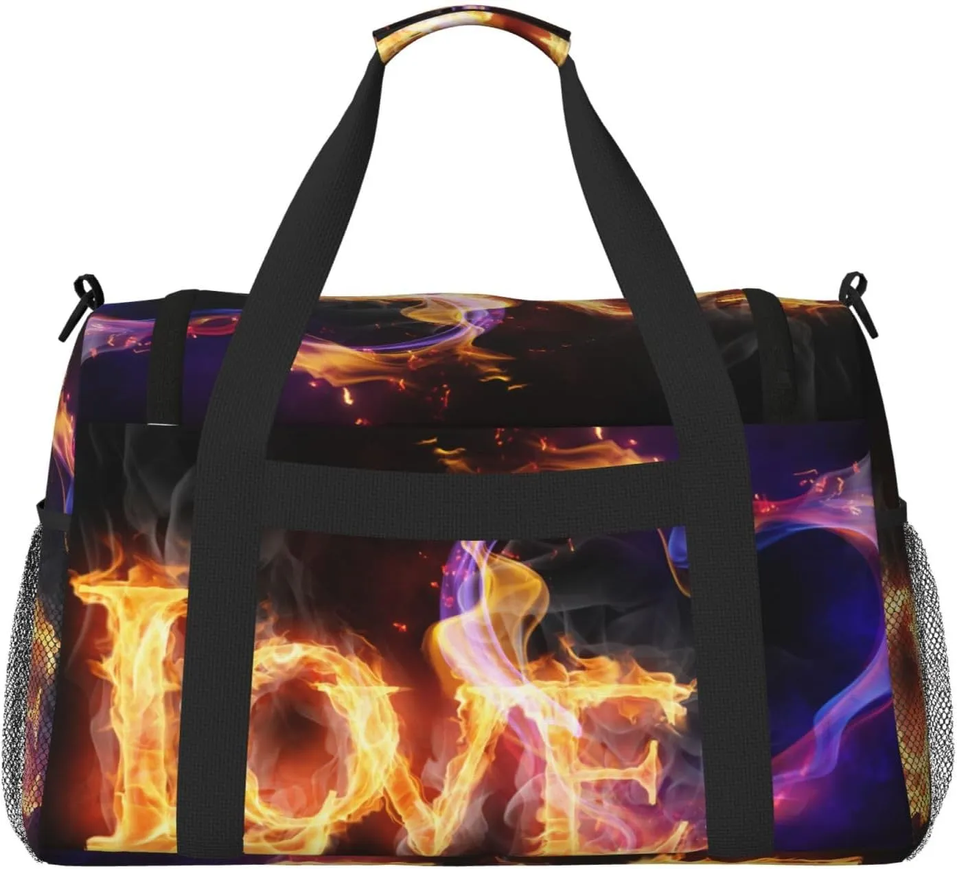 Flame Love Travel Duffel Bag Large Foldable Waterproof Overnight Bag For Beach Swim Bags Pool Sports Gym